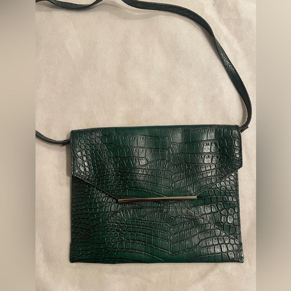Merona Emerald Crocodile-Embossed Crossbody Bag